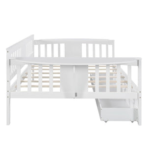Homeroots White Wood Full Bed Frame  Manufactured Wood + Solid Wood 473976