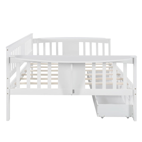 Homeroots White Wood Full Bed Frame  Manufactured Wood + Solid Wood 473976