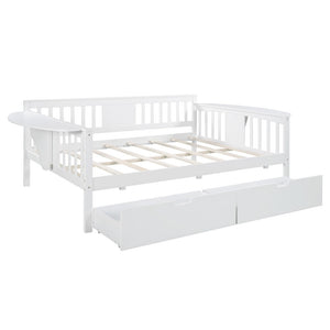 Homeroots White Wood Full Bed Frame  Manufactured Wood + Solid Wood 473976