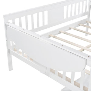 Homeroots White Wood Full Bed Frame  Manufactured Wood + Solid Wood 473976