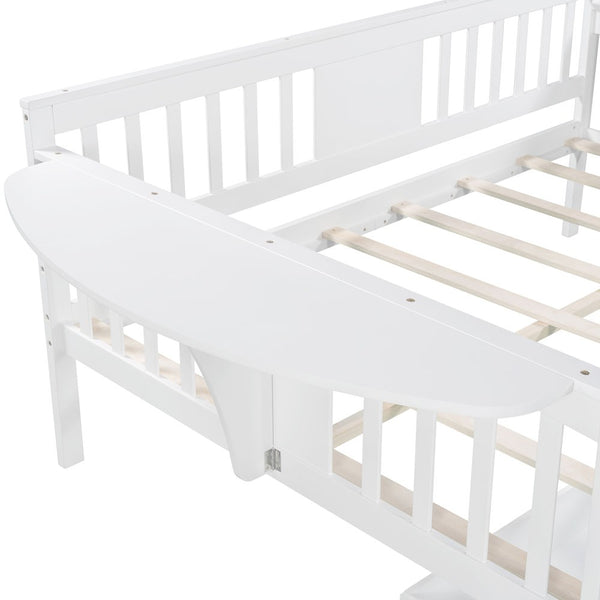 Homeroots White Wood Full Bed Frame  Manufactured Wood + Solid Wood 473976