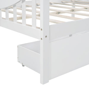 Homeroots White Wood Full Bed Frame  Manufactured Wood + Solid Wood 473976