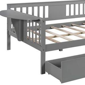 Homeroots Gray Wood Full Bed Frame  Manufactured Wood + Solid Wood 473977