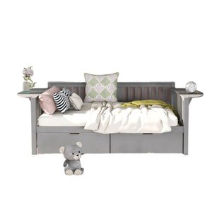 Homeroots Gray Wood Full Bed Frame  Manufactured Wood + Solid Wood 473977