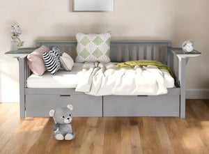 Homeroots Gray Wood Full Bed Frame  Manufactured Wood + Solid Wood 473977