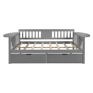 Homeroots Gray Wood Full Bed Frame  Manufactured Wood + Solid Wood 473977