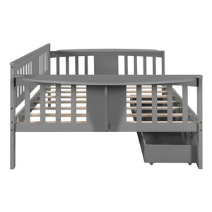 Homeroots Gray Wood Full Bed Frame  Manufactured Wood + Solid Wood 473977