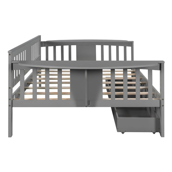 Homeroots Gray Wood Full Bed Frame  Manufactured Wood + Solid Wood 473977