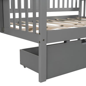 Homeroots Gray Wood Full Bed Frame  Manufactured Wood + Solid Wood 473977