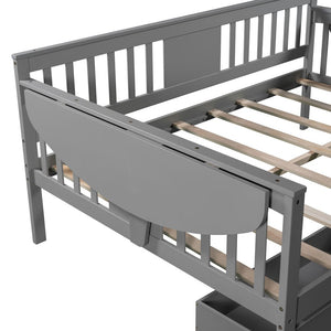 Homeroots Gray Wood Full Bed Frame  Manufactured Wood + Solid Wood 473977