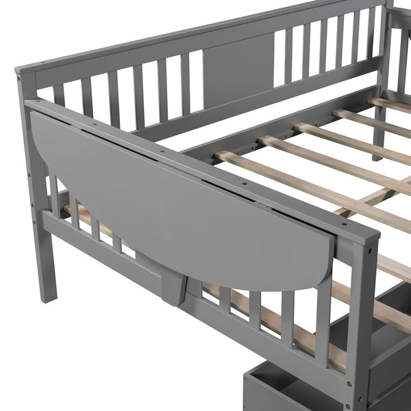 Homeroots Gray Wood Full Bed Frame  Manufactured Wood + Solid Wood 473977