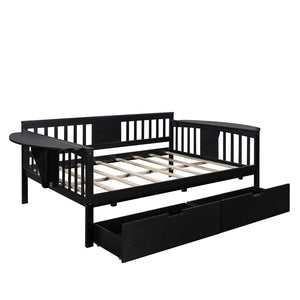 Homeroots Espresso Wood Full Bed Frame  Manufactured Wood + Solid Wood 473978