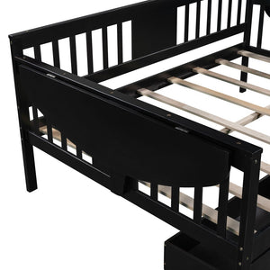 Homeroots Espresso Wood Full Bed Frame  Manufactured Wood + Solid Wood 473978