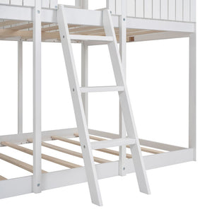 Homeroots White Twin Contemporary Manufactured Wood + Solid Wood Bunk Bed  Manufactured Wood + Solid Wood 473994