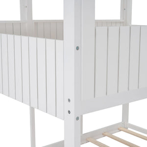 Homeroots White Twin Contemporary Manufactured Wood + Solid Wood Bunk Bed  Manufactured Wood + Solid Wood 473994