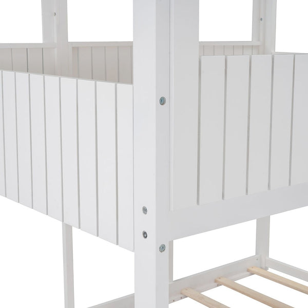 Homeroots White Twin Contemporary Manufactured Wood + Solid Wood Bunk Bed  Manufactured Wood + Solid Wood 473994