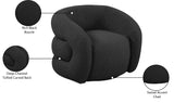 Roxbury Black Boucle Fabric Swivel Accent Chair 473Black Meridian Furniture