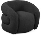 Roxbury Black Boucle Fabric Swivel Accent Chair 473Black Meridian Furniture