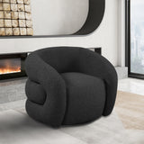 Roxbury Black Boucle Fabric Swivel Accent Chair 473Black Meridian Furniture