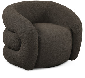 Roxbury Brown Boucle Fabric Swivel Accent Chair 473Brown Meridian Furniture