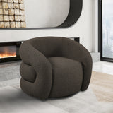 Roxbury Brown Boucle Fabric Swivel Accent Chair 473Brown Meridian Furniture