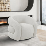 Roxbury Cream Boucle Fabric Swivel Accent Chair 473Cream Meridian Furniture