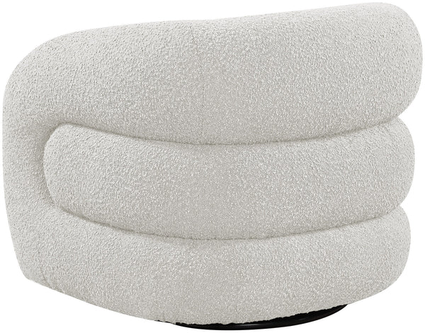 Roxbury Cream Boucle Fabric Swivel Accent Chair 473Cream Meridian Furniture