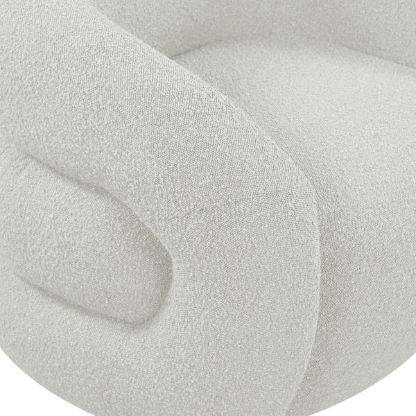 Roxbury Cream Boucle Fabric Swivel Accent Chair 473Cream Meridian Furniture