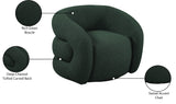 Roxbury Green Boucle Fabric Swivel Accent Chair 473Green Meridian Furniture