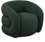 Roxbury Green Boucle Fabric Swivel Accent Chair 473Green Meridian Furniture