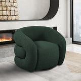 Roxbury Green Boucle Fabric Swivel Accent Chair 473Green Meridian Furniture