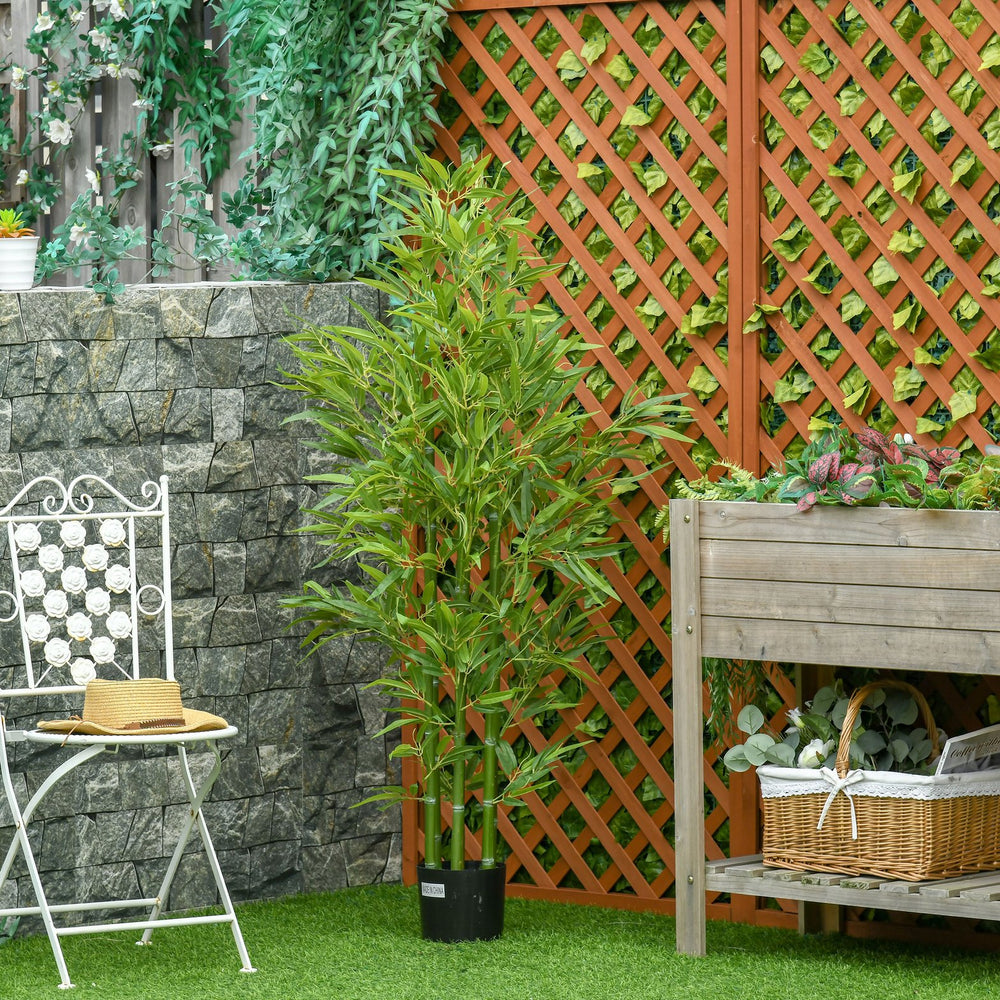 English Elm HOMCOM 5FT Artificial Bamboo Tree in Nursery Pot with 924 Realistic Leaves, Low-Maintenance Green Décor W2225P217276