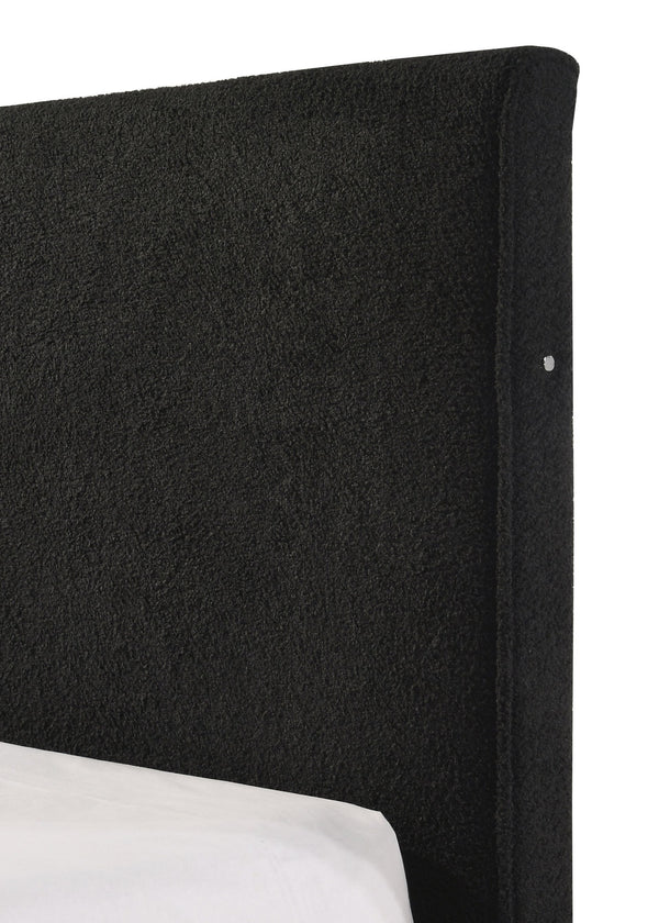 English Elm Floating Illusion King Bed Frame with High Headboard, Black Boucle Upholstery, Underbed LED Glow B2741S00555