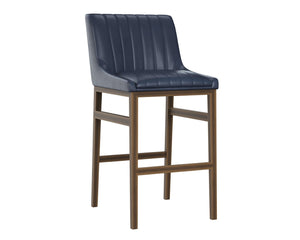 Sunpan HALDEN Barstool - Elevate Your Space with Durable Bravo Admiral Faux Leather and Rustic Bronze Frame Blue 112257