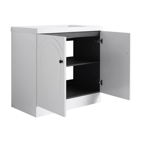 English Elm 36" Freestanding Bathroom Vanity with Resin Sink, Soft-Close Doors, Adjustable Shelf & Metal Handles White W999S00273