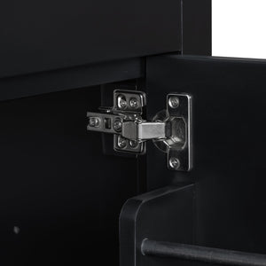 English Elm 30" Modern Bathroom Vanity with Ceramic Sink and Soft-Close Doors, Solid Wood MDF Build, Sleek Handles Black N729P263155B