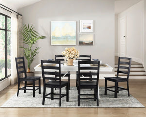 English Elm Contemporary Oak Veneer Farmhouse Dining Table White Finish Seats Six Kitchen B011P188440