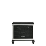 Dovii Black 3-Drawer Nightstand With Mirror Accent