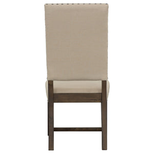 English Elm 2pc Parsons Dining Chairs Set Upholstered Armless Side Chairs with Nailhead Trim and Smoke Legs Beige 44.1 L x 20.48 W x 18.71 H B011P311402