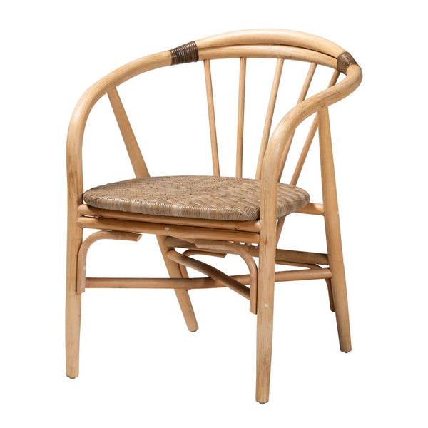 English Elm Modern Bohemian Rattan Woven Metal Dining Chairs Set of Two for Eclectic Spaces B2750P420362