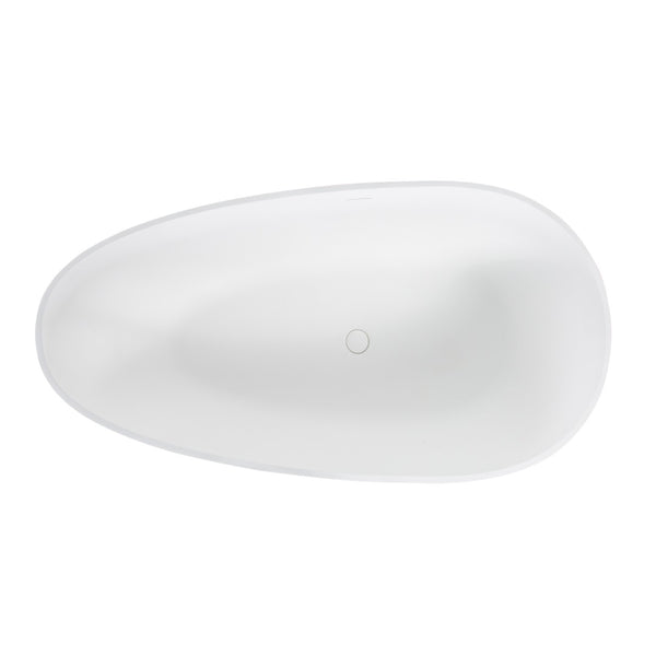 English Elm 59" Stone Resin Freestanding Soaking Tub Spa Grade Oval Design for Modern Baths Matte White W1920P410079