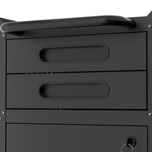 English Elm 34.3" Slim Steel Rolling Cabinet with Locking Door Two Drawers for Garage Workshop T2398P442675