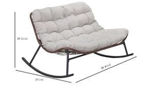 English Elm Double Papasan Rocking Chair Outdoor Pe Rattan Bowl Seat for Patio or Backyard W3990P423123