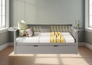Homeroots Gray Wood Bed Frame With Trundle  Manufactured Wood + Solid Wood 474017
