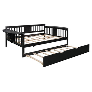 Homeroots Espresso Wood Bed Frame With Trundle  Manufactured Wood + Solid Wood 474018