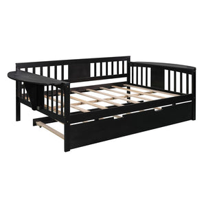 Homeroots Espresso Wood Bed Frame With Trundle  Manufactured Wood + Solid Wood 474018