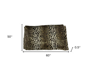 HomeRoots 50" Luxe Faux Fur Leopard Throw Blanket - Cozy, Soft, and Stylish for Home Decor and Comfort 474020
