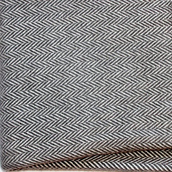 Homeroots Dark Grey And White Dreamy Soft Herringbone Throw Blanket  Cotton 474023