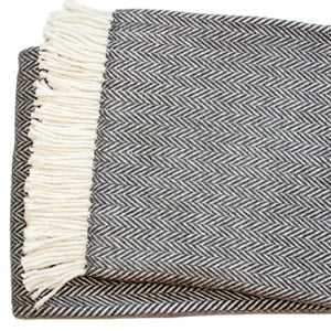 Homeroots Dark Grey And White Dreamy Soft Herringbone Throw Blanket  Cotton 474023