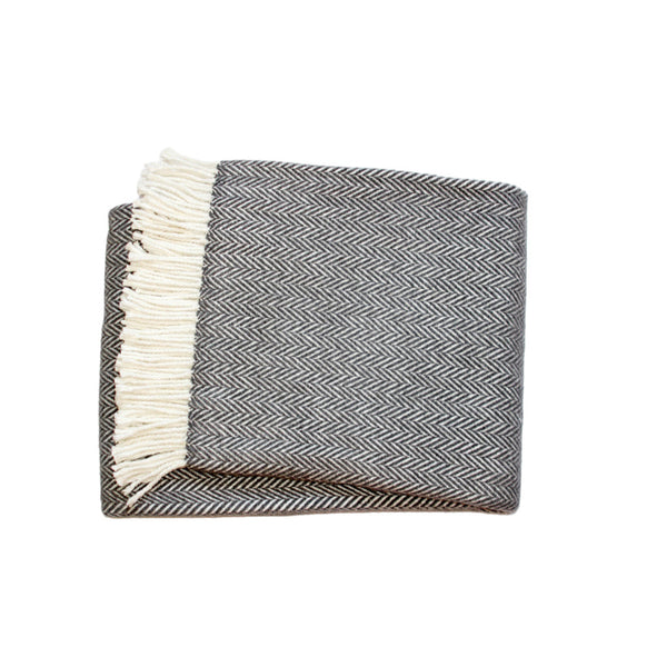 Homeroots Dark Grey And White Dreamy Soft Herringbone Throw Blanket  Cotton 474023